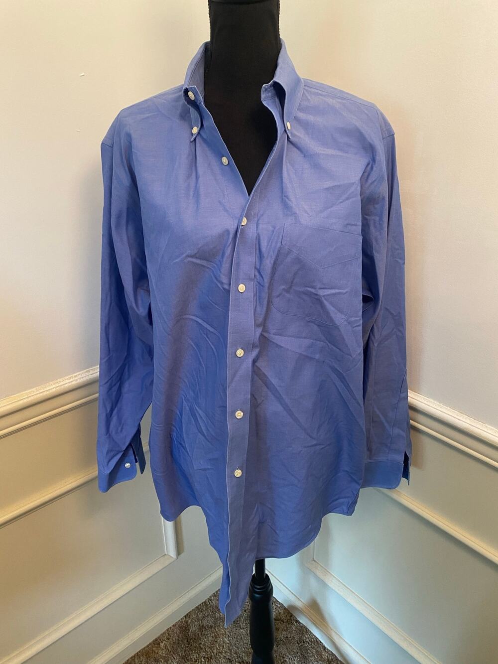 Brooks Brothers 16-33 Button Down Dress Shirt Blue Chest Pocket Barrel Cuff